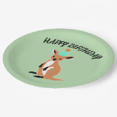 BABY KANGAROO Geburtstag wünscht Licht grün Pappteller (Schrägansicht)