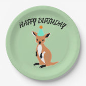 BABY KANGAROO Geburtstag wünscht Licht grün Pappteller (Vorderseite)