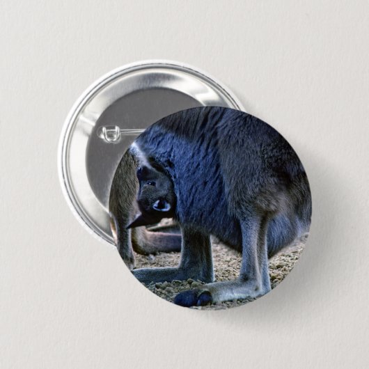 Baby Kangaroo in der Tüte der Mutter - Australien Button (Vorne & Hinten)