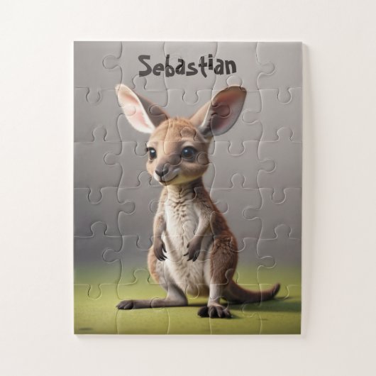 Baby Kangaroo Junge mit Namen Puzzle (Vertikal)