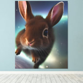 Baby Kaninchen in Weltraumkanven drucken Leinwanddruck (Insitu (Holzboden))