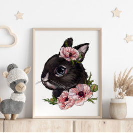 Baby Kaninchen Rose Animal Poster | Wall Print