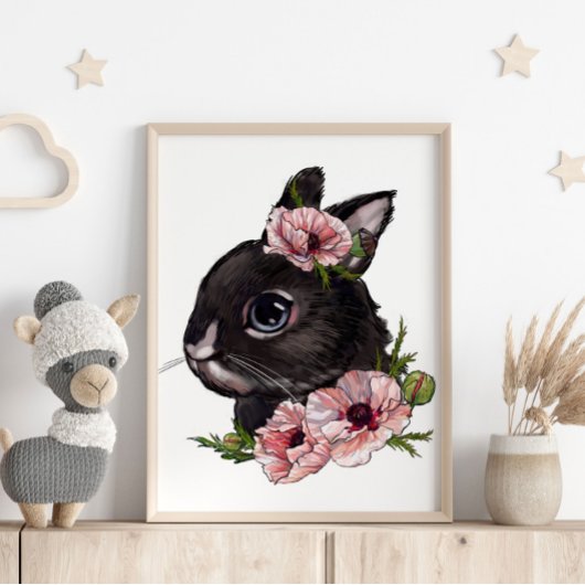 Baby Kaninchen Rose Animal Poster | Wall Print