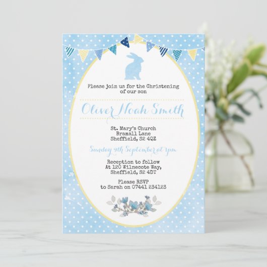 Baby-Kaninchen-Taufe/Taufe-Einladung Einladung (Stehend Vorderseite)