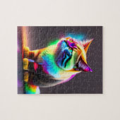Baby-Katze mit Neonbeleuchtung, Katze Puzzle (Horizontal)