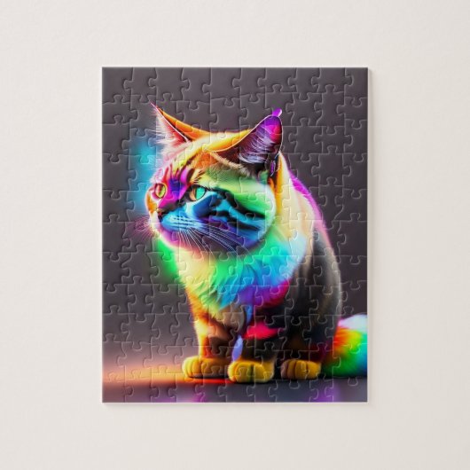 Baby-Katze mit Neonbeleuchtung, Katze Puzzle (Vertikal)