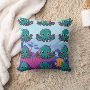 Baby Kawaii Blauer Oktopus Kissen
