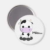 Baby kawaii Kuh Cartoon auf Polka Dots Magnet (Vorderseite/Rückseite)
