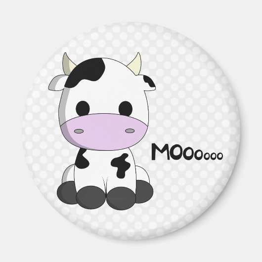 Baby kawaii Kuh Cartoon auf Polka Dots Magnet (Vorne)