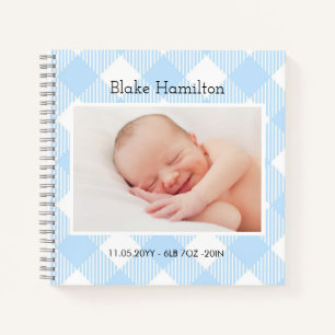Baby Keepake Blue Foto Memory Journal 1 Jahr Notizblock