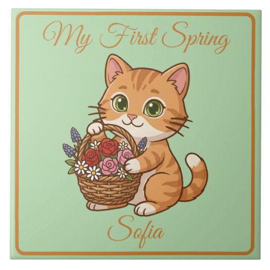 Baby Keepsake | Copper Gold Spring Ca Fliese (Vorderseite)