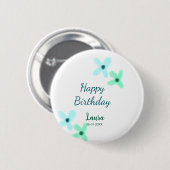 Baby kids 1st birthday add name blue green pastel  button (Vorne & Hinten)