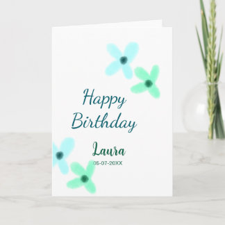 Baby kids 1st birthday add name blue green pastel  karte