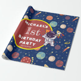 Baby Kids Astronaut Space jedes Alter Geburtstagsp Geschenkpapier