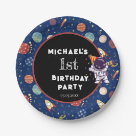 Baby Kids Astronaut Space jedes Alter Geburtstagsp Pappteller