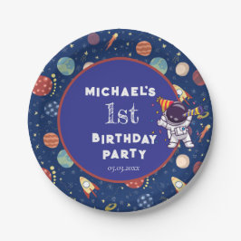 Baby Kids Astronaut Space jedes Alter Geburtstagsp Pappteller