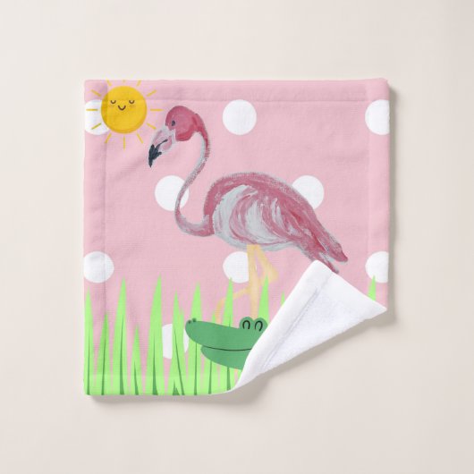 Baby Kids Flamingo Alligator Badetuch Set (Waschlappen)
