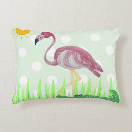 Baby Kids Flamingo Alligator Lumbar Dekokissen (Vorderseite)
