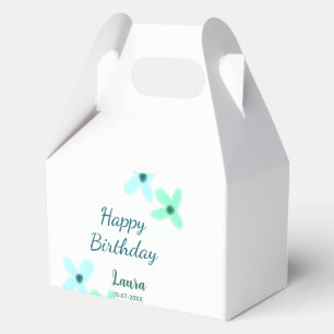 Baby Kinder 1. Geburtstag Name blau grün Pastell Geschenkschachtel