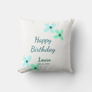 Baby Kinder 1. Geburtstag Name blau grün Pastell  Kissen