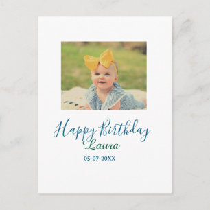 Baby Kinder 1. Geburtstag Name Datum Foto hinzufüg Postkarte