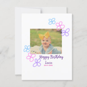 Baby Kinder 1. Geburtstag Name Datum hinzufügen Fo Postkarte