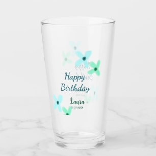 Baby Kinder 1. Geburtstag Name hinzufügen blau grü Glas