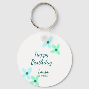 Baby Kinder 1. Geburtstag Name hinzufügen blau grü Schlüsselanhänger