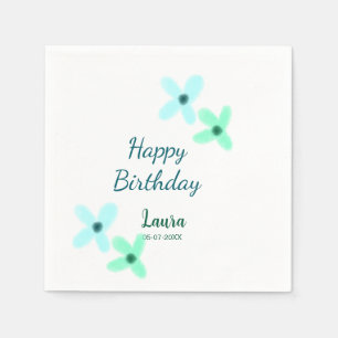 Baby Kinder 1. Geburtstag Name hinzufügen blau grü Serviette