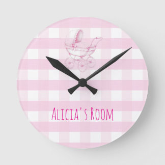Baby & Kinder Mädchen-Kinderzimmer-Türschild vinta Runde Wanduhr