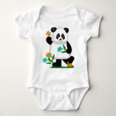 Baby Kinder Panda mit Blume 2 Baby Strampler (Vorderseite)