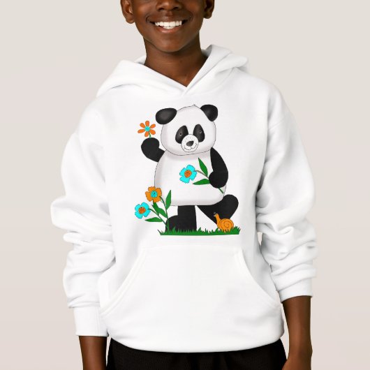 Baby Kinder Panda mit Blume 2 Hoodie (Vorderseite)