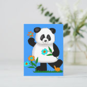 Baby Kinder Panda mit Blume 2 Postkarte (Stehend Vorderseite)