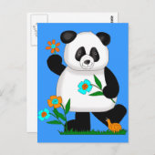 Baby Kinder Panda mit Blume 2 Postkarte (Vorne/Hinten)