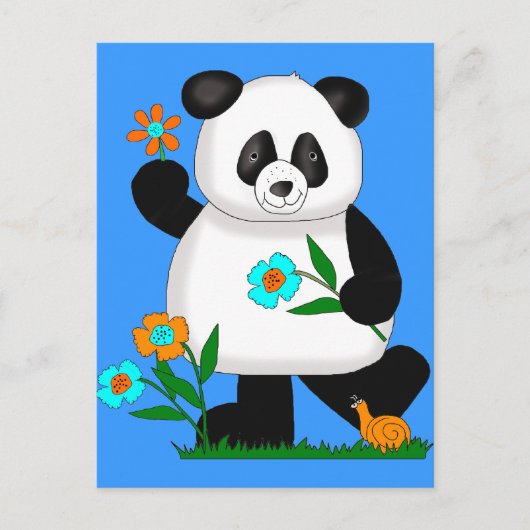 Baby Kinder Panda mit Blume 2 Postkarte (Vorderseite)