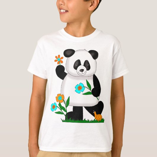 Baby Kinder Panda mit Blume 2 T-Shirt (Vorderseite)