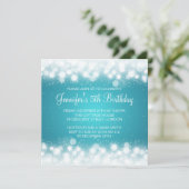 Baby / Kindergeburtstag Magie Sparkle Türkis Einladung (Stehend Vorderseite)