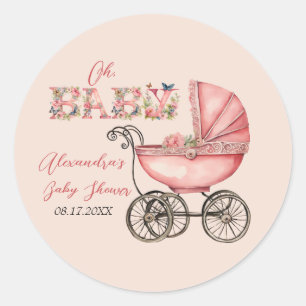 Baby-Kinderwagen Mädchen Baby Shower Runder Aufkleber