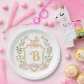 Baby-Kinderwagen-Monogramm "B" | Neutral Pappteller (Party)