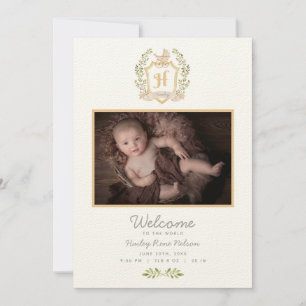 Baby-Kinderwagen-Monogramm H Neutrale Geburt Ankündigung