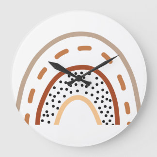 Baby Kinderzimmer Boho Regenbogenuhr in Erdfarben Große Wanduhr