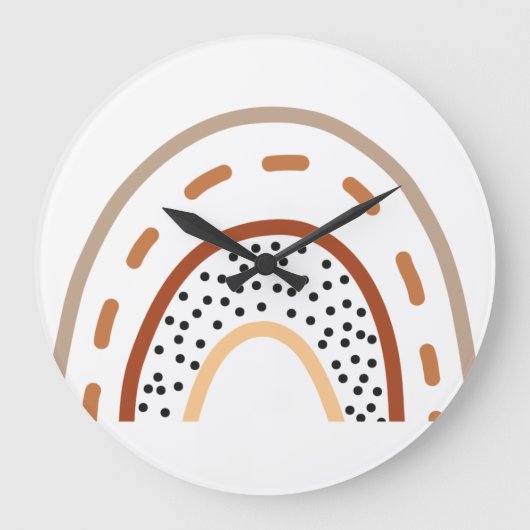 Baby Kinderzimmer Boho Regenbogenuhr in Erdfarben Große Wanduhr (Vorderseite)