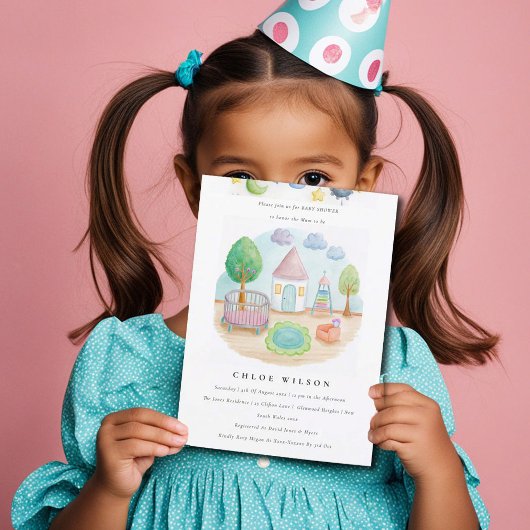 Baby Kinderzimmer Essential Niedlich Pastel Babydu Einladung