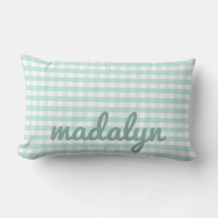 Baby Kinderzimmer Pastel Mint Green Gingham Lendenkissen