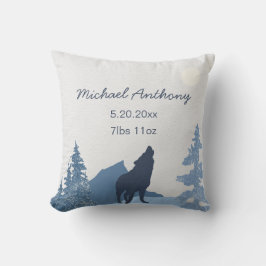 Baby Kinderzimmer Pillow Birth Stats Wolf Gebirge Kissen