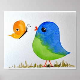Baby Kinderzimmer wallart_Watercolor Blue Bird Poster