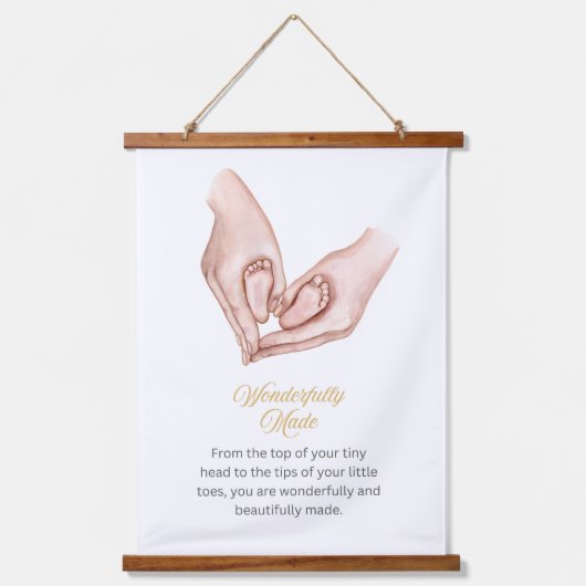 Baby Kinderzimmer Wood Topped Wall Tapestry Wandteppich Mit Holzrahmen (Vorderseite)