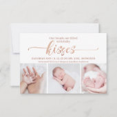 Baby Kisses Valentine 3 Foto Birth Baby Ankündigung (Vorderseite)