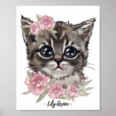 Baby Kitten Rose Personalisiert Poster | Wall Prin (Vorne)