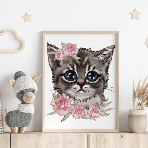Baby Kitten Rose Personalisiert Poster Wall Prin